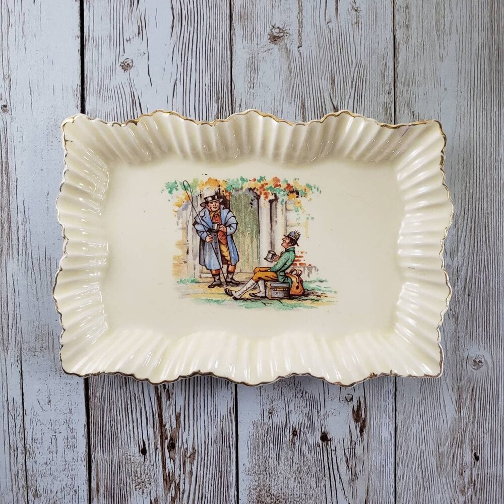 J&G Meakin Sunshine Sol Small Tray Trinket Dish Gold Trim Soap Dish, Change Tray